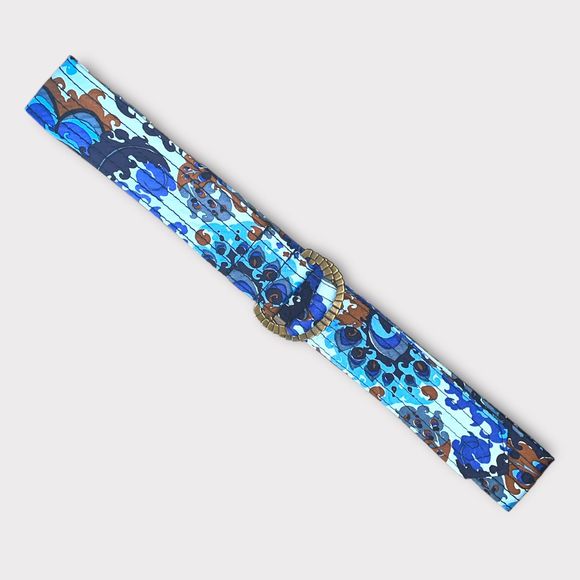 J. Crew Blue and Brown Patterned Belt - Picture 2 of 7